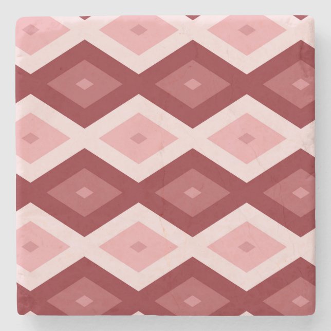 Red diamond pattern stone coaster (Front)