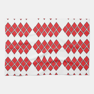 Red diamond shapes tea towel