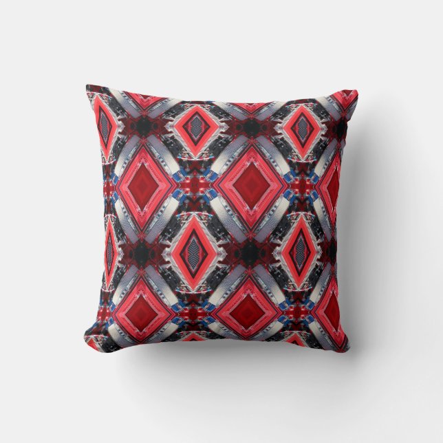 Red diamonds abstract cushion (Front)