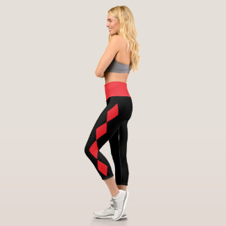 Red diamonds on black capri leggings
