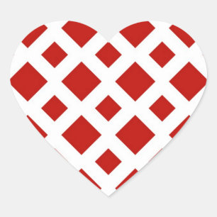 Red Diamonds on White Heart Sticker
