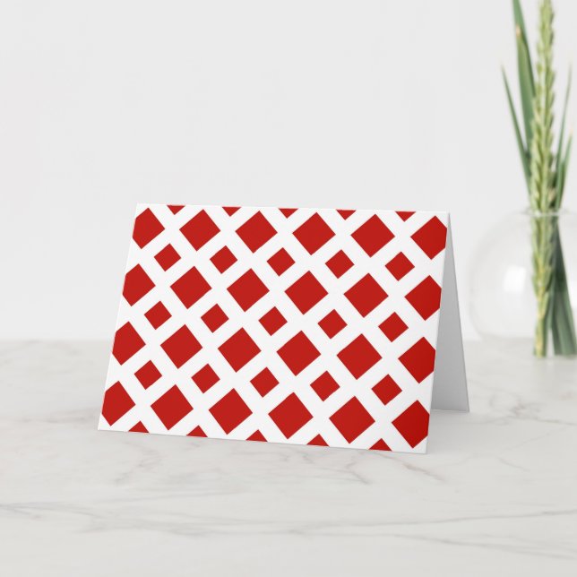 Red Diamonds on White Holiday Card (Front)