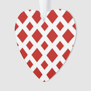 Red Diamonds on White Ornament