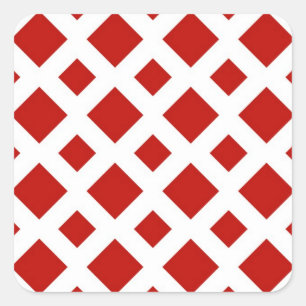 Red Diamonds on White Square Sticker