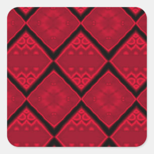 red diamonds pattern square sticker