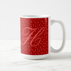 Red diamonds valentine hearts & diamonds monogram coffee mug