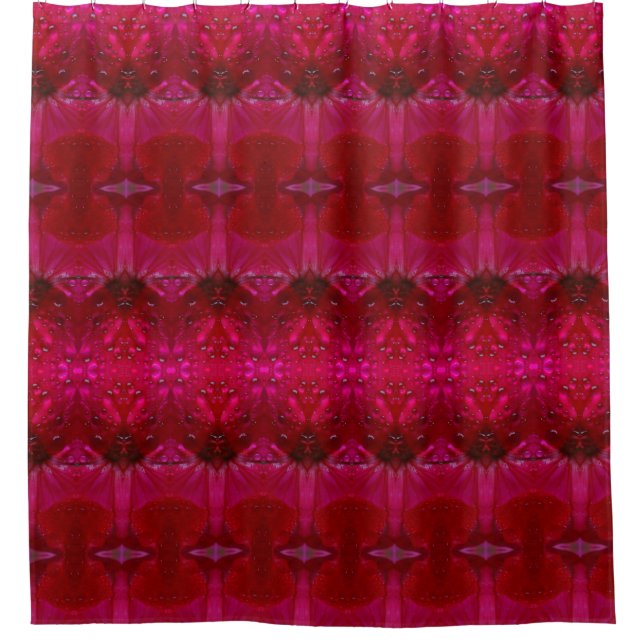 Red Dianthus Ikat 5 Shower Curtain (Front)