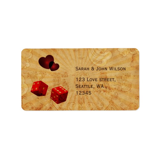 red dice Vintage Vegas adress labels (Front)