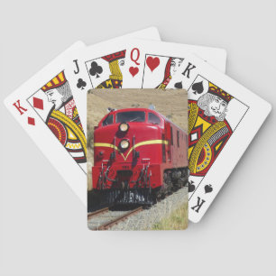 Red Diesel Train Engine Locomotive Railroad Playing Cards