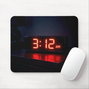 Red Digital Clock With Early Morning Hour Mouse Mat