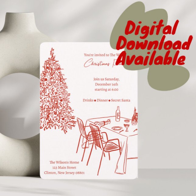 Red Dinner Party Christmas Invitation   (Creator Uploaded)