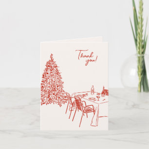 Red Dinner Party Christmas Thank You Card
