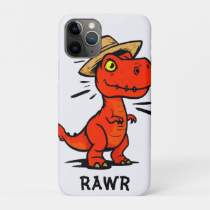 Red Dino in Straw Hat - Cartoon Reptile Art iPhone 11 Pro Case