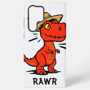 Red Dino in Straw Hat - Cartoon Reptile Art Samsung Galaxy Case