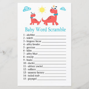 Red dinosaur Baby word scramble game