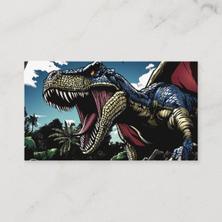 Red Dinosaur in a Futuristic Jungle Business Card