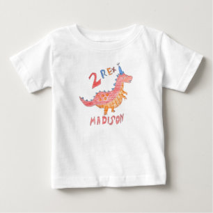 Red dinosaur two rex 2nd birthday party  baby T-Shirt