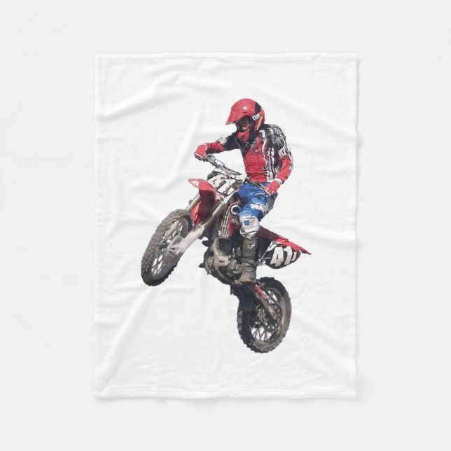 Red Dirt Bike Fleece Blanket (Front)