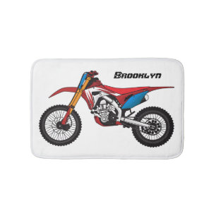 Red dirt bike motorcycle bath mat