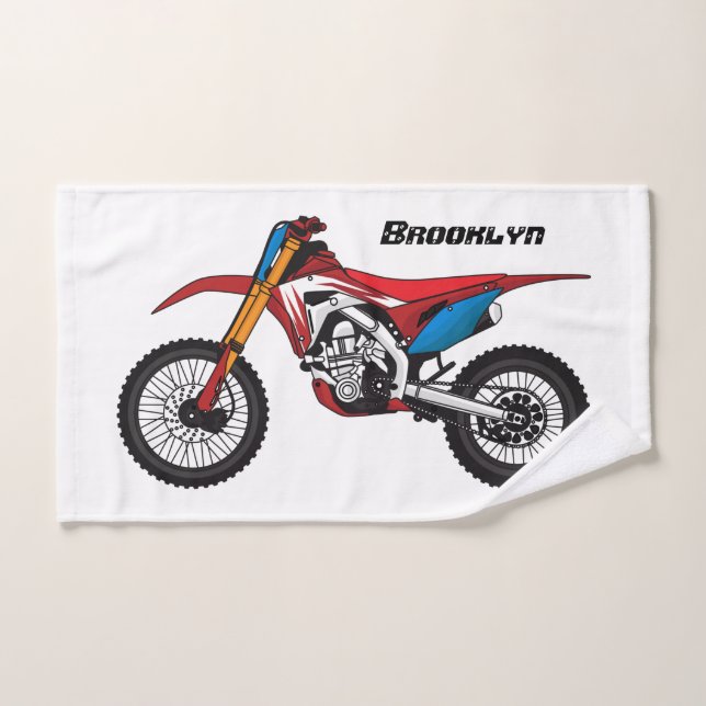 Red dirt bike motorcycle bath towel set (Hand Towel)