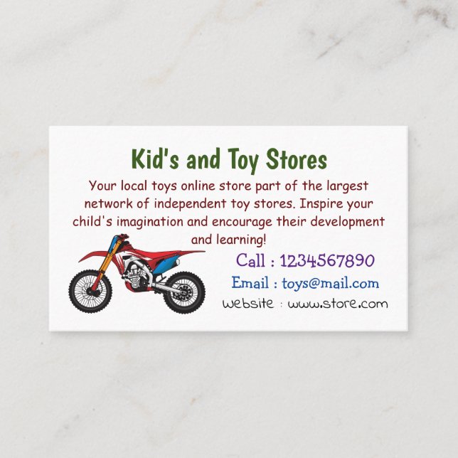 Red dirt bike motorcycle business card (Front)