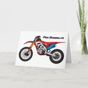 Red dirt bike motorcycle card