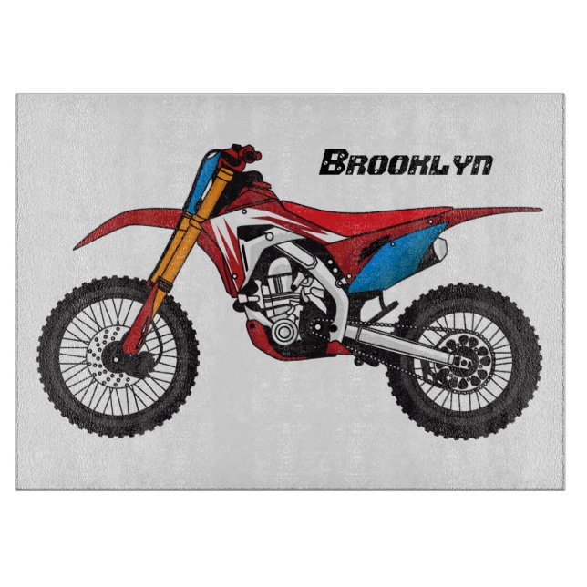 Red dirt bike motorcycle  cutting board (Front)
