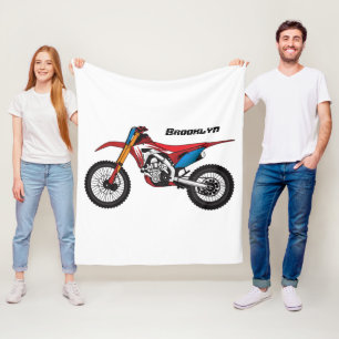 Red dirt bike motorcycle fleece blanket