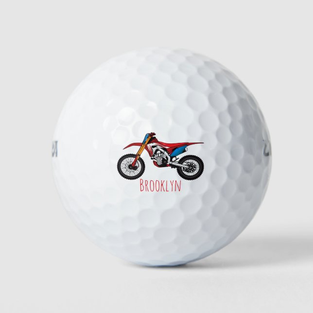 Red dirt bike motorcycle golf balls (Front)