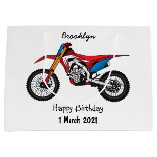 Red dirt bike motorcycle large gift bag