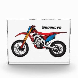 Red dirt bike motorcycle photo block