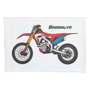 Red dirt bike motorcycle pillowcase