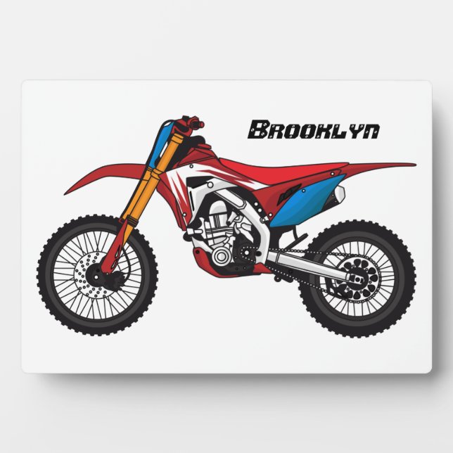 Red dirt bike motorcycle  plaque (Front)
