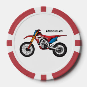 Red dirt bike motorcycle poker chips