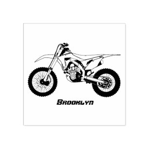 Red dirt bike motorcycle rubber stamp