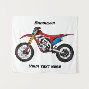 Red dirt bike motorcycle tapestry