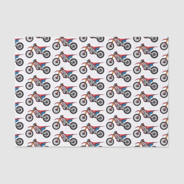 Red dirt bike motorcycle tissue paper (Front)