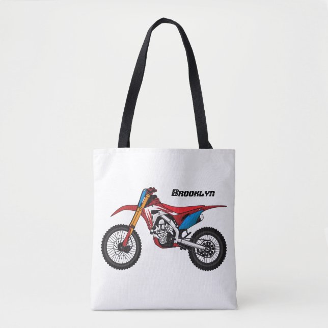 Red dirt bike motorcycle tote bag (Front)