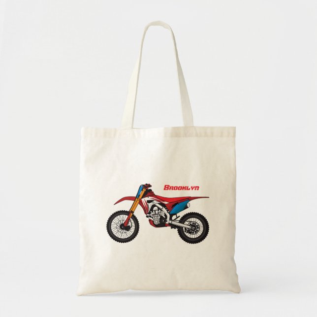Red dirt bike motorcycle tote bag (Front)