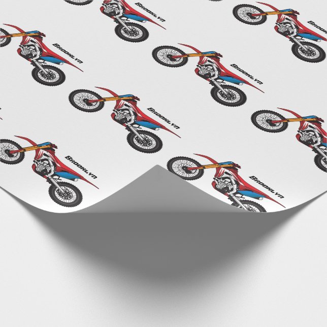 Red dirt bike motorcycle wrapping paper (Corner)