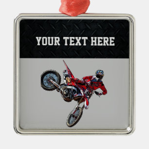  Red Dirt Bike Sports Boy Christmas Boy  Metal Tree Decoration