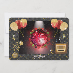 Red Disco Ball Graduation Party Invitation