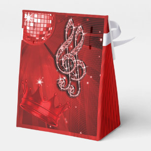 Red Disco Ball, Music Notes and Crown Favour box
