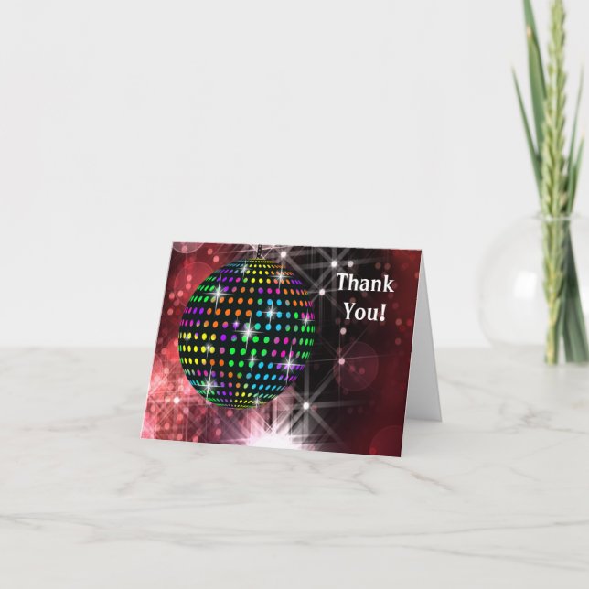 Red Disco Ball Thank You Cards (Front)