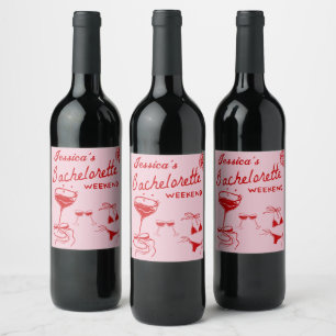 Red Disco Cocktail Bachelorette Weekend Wine Label