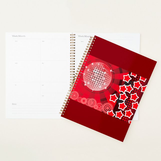 Red Disco Party Theme with Stars and Glitter Ball  Planner (Creator Uploaded)