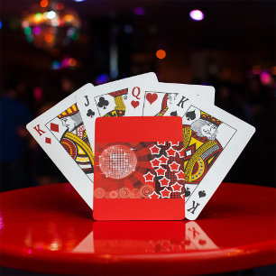 Red Disco Party Theme with Stars and Glitter Ball  Playing Cards