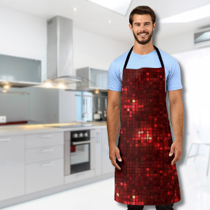 Red Disco Style Squares Valentine Pattern Apron