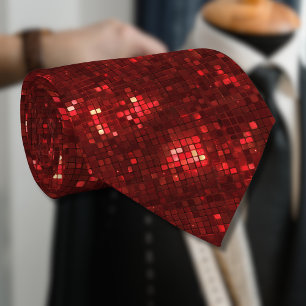 Red Disco Style Squares Valentine Pattern Tie