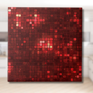Red Disco Style Squares Valentine Pattern Tile